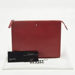 Pre Owned Montblanc Sactorial Red Leather Zip Pouch