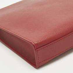 Pre Owned Montblanc Sactorial Red Leather Zip Pouch