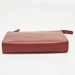 Pre Owned Montblanc Sactorial Red Leather Zip Pouch