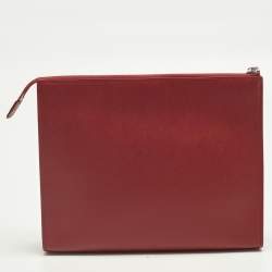 Pre Owned Montblanc Sactorial Red Leather Zip Pouch