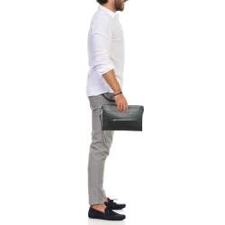 Pre Owned Montblanc Meisterstuck Selection Black Leather Wristlet Pouch