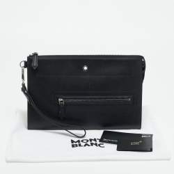Pre Owned Montblanc Meisterstuck Selection Black Leather Wristlet Pouch