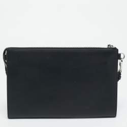 Pre Owned Montblanc Meisterstuck Selection Black Leather Wristlet Pouch