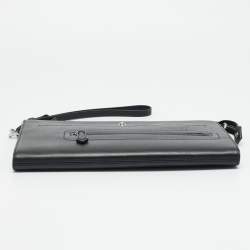 Pre Owned Montblanc Meisterstuck Selection Black Leather Wristlet Pouch
