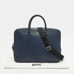 مملوكة مسبقًا حقيبة مستندات مون بلان جلد زرقاء بحرية