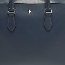 مملوكة مسبقًا حقيبة مستندات مون بلان جلد زرقاء بحرية