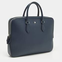 مملوكة مسبقًا حقيبة مستندات مون بلان جلد زرقاء بحرية