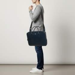 مملوكة مسبقًا حقيبة مستندات مون بلان جلد زرقاء بحرية