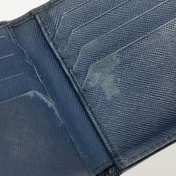 مملوكة مسبقًا محفظة بطي ّتين مون بلان سارتوريال جلد أزرق بحري 6 بطاقات ائتمان