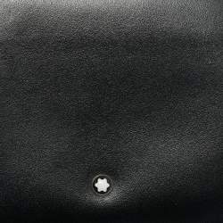 Pre Owned محفظة مون بلان مايستر ستاك جلد أسود ثنائية الطي 12 سّيسي