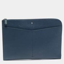 مملوكة مسبقًا Montblanc Sartorial Navy Blue Leather Portfolio Pouch