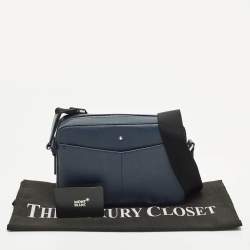 مملوكة مسبقًا حقيبة ماسنجر مون بلان سراتوريال سحاب علوي جلد أزرق كحلي