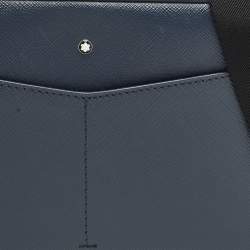 مملوكة مسبقًا حقيبة ماسنجر مون بلان سراتوريال سحاب علوي جلد أزرق كحلي