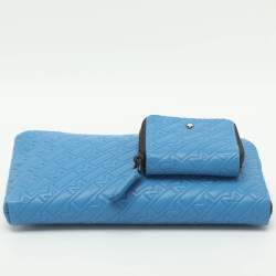 Pre Owned Montblanc M_Gram 4810 LT Blue Leather Long Wallet