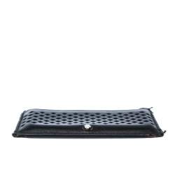 Pre Owned Montblanc Black Perforated Leather Card Holder 2CC
