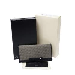 Pre Owned Montblanc Navy Blue Leather and Canvas Signature 14 CC Continental Wallet