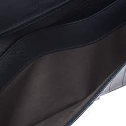 Pre Owned Montblanc Navy Blue Leather and Canvas Signature 14 CC Continental Wallet