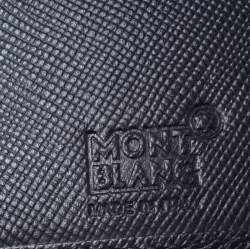 Pre Owned Montblanc Navy Blue Leather and Canvas Signature 14 CC Continental Wallet