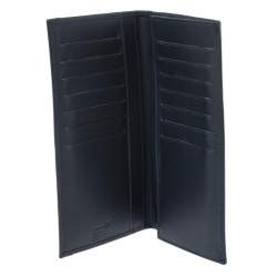 Pre Owned Montblanc Navy Blue Leather and Canvas Signature 14 CC Continental Wallet