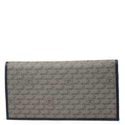 Pre Owned Montblanc Navy Blue Leather and Canvas Signature 14 CC Continental Wallet