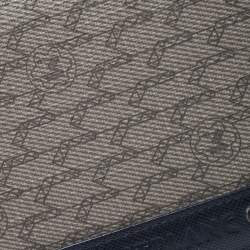 Pre Owned Montblanc Navy Blue Leather and Canvas Signature 14 CC Continental Wallet