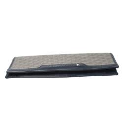 Pre Owned Montblanc Navy Blue Leather and Canvas Signature 14 CC Continental Wallet
