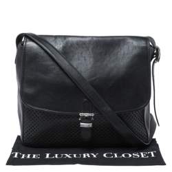 Pre Owned Montblanc Black Leather Meisterstuck Large Messenger Bag