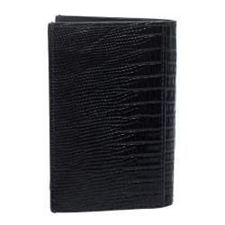 Pre Owned Montblanc Black Croc Embossed Leather Meisterstuck Bifold Card Holder