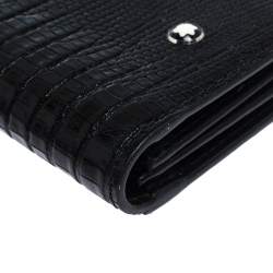 Pre Owned Montblanc Black Croc Embossed Leather Meisterstuck Bifold Card Holder