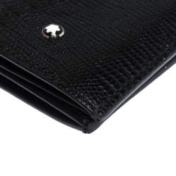 Pre Owned Montblanc Black Croc Embossed Leather Meisterstuck Bifold Card Holder