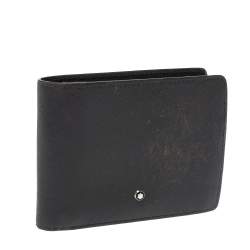 Pre Owned Montblanc Grey Leather Bifold Wallet