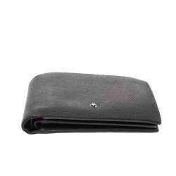 Pre Owned Montblanc Grey Leather Bifold Wallet