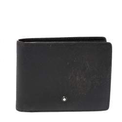 Pre Owned Montblanc Grey Leather Bifold Wallet