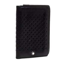 Pre Owned Montblanc Black Perforated Leather Card Holder