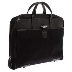 Pre Owned MontBlanc Black Canvas and Leather Nightflight Document Briefcase Bag