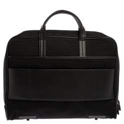 Pre Owned MontBlanc Black Canvas and Leather Nightflight Document Briefcase Bag
