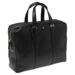 Pre Owned Montblanc Black Soft Grained Leather Meisterstuck Document Briefcase