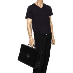 مملوكة مسبقًا Montblanc Black Leather Meisterstuck Double Gusset Briefcase
