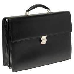 مملوكة مسبقًا Montblanc Black Leather Meisterstuck Double Gusset Briefcase