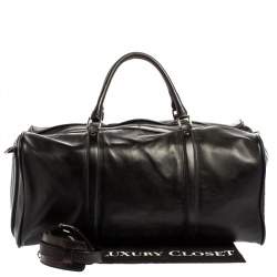 Pre Owned Montblanc Black Leather Weekender Duffel Bag
