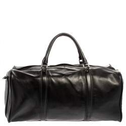 Pre Owned Montblanc Black Leather Weekender Duffel Bag