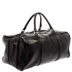 Pre Owned Montblanc Black Leather Weekender Duffel Bag