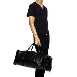 Pre Owned Montblanc Black Leather Weekender Duffel Bag