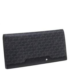 Pre Owned Montblanc Black Coated Canvas and Leather Signature Continental Wallet