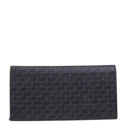 Pre Owned Montblanc Black Coated Canvas and Leather Signature Continental Wallet