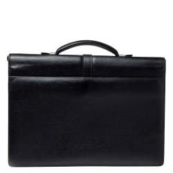 Pre Owned Montblanc Black Textured Leather Westside Double Gusset Briefcase