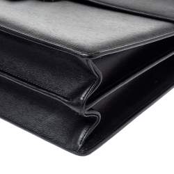 Pre Owned Montblanc Black Textured Leather Westside Double Gusset Briefcase