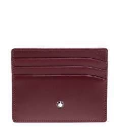 مملوكة مسبقًا Montblanc Maroon Leather Meisterstück 6CC Card Holder 