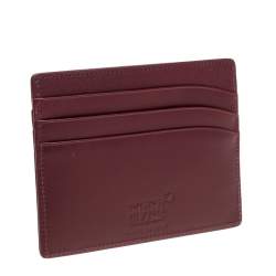 مملوكة مسبقًا Montblanc Maroon Leather Meisterstück 6CC Card Holder 