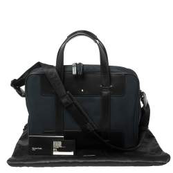 Pre Owned Montblanc Blue/Black Nylon and Leather Nightflight Document Case